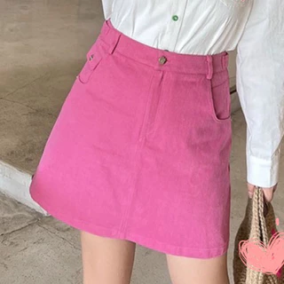 CiCi Plus+(805)กระโปรงสั้นลูกฟูกทรงเอกระเป๋าหน้า มีซับ ทรงน่ารัก ใส่สบาย สไตล์สาว plussize