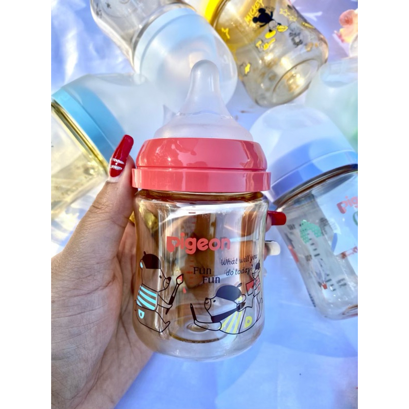 🇹🇭พร้อมส่งในไทย🇹🇭ขวดนมPigeonคอลเล็คชั่นใหม่ของแท้สีชาพร้อมจุกนม