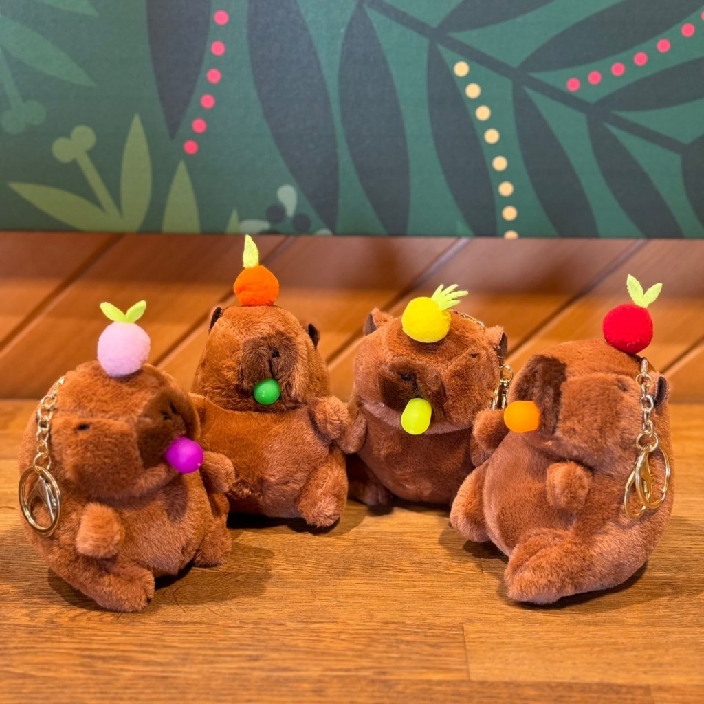 พวงกุญแจ จี้ตุ๊กตา200น้องCapybara น่ารัก ตัวใหญ่ งานสุ่มจุกผลไม้ (พวงกุญแจสีทอง) สินค้าอยู่ในไทย