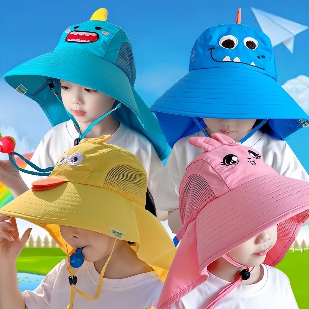 หมวกกันแดดเด็ก3-10 ปี ลายการ์ตูน น่ารัก ปีกใหญ่ ใส่ได้ทั้งเด็กชายและหญิง