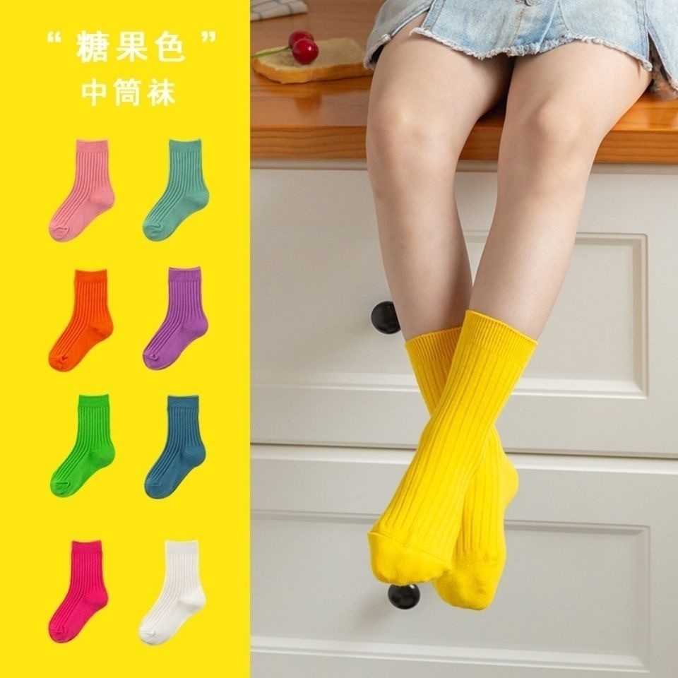 จัดส่งทุกวัน! ถุงเท้าเด็ก ข้อกลาง ใส่สบาย สไตล์เกาหลี น่ารักมาก สีสันสดใส - รูปที่ 5