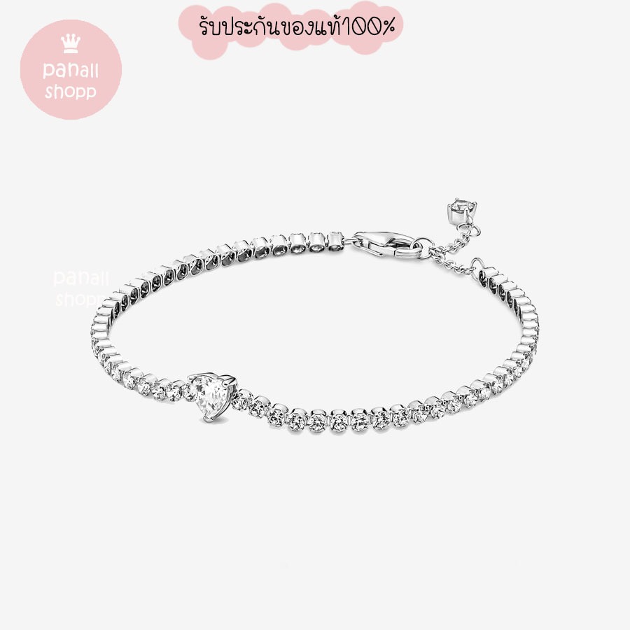 (ของแท้100%) แถมกล่องถุง Pandora silver bracelet ข้อมือเพชรหัวใจ