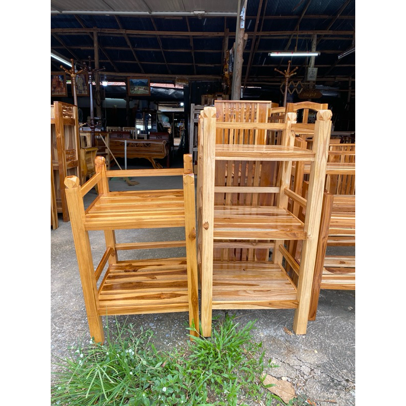 ชั้นวางของ2,3ชั้นไม้สัก ชั้นวางเครื่องดื่มถังน้ำแข็ง ชั้นมิกเซอร์สเตชั่น ผลิตจากไม้สักแท้ทำสีเคลือบเงาแล้ววางกลางแจ้งได้