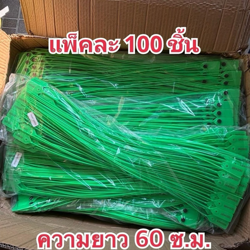 ซีลล็อครถบรรทุกขนส่ง ซีลล็อคผ้าใบคลุมสินค้า ซีลล็อคพลาสติก ซีลล็อคตู้คอนเทนเนอร์ แบบรูด สีเขียว ยาว 60 ซ.ม.