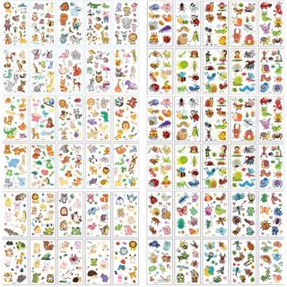 สุดคุ้ม!! แทททูรอยสักลายการ์ตูน เซต 10 แผ่น ลายไม่ซ้ำกัน ขนาด 6.8x12 cm สีสันสดใส ลายน่ารัก