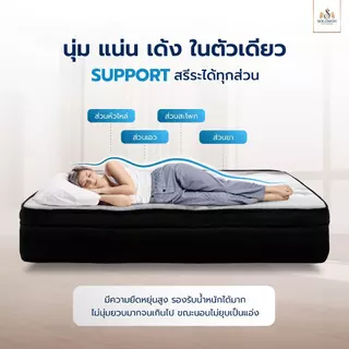 Solomon ที่นอนพ็อกเก็ตสปริง รุ่น Pluto หนา 11 นิ้ว ลดการสั่นสะเทือน รับประกัน 10 ปี แถมหมอนหนุน 2 ใบ
