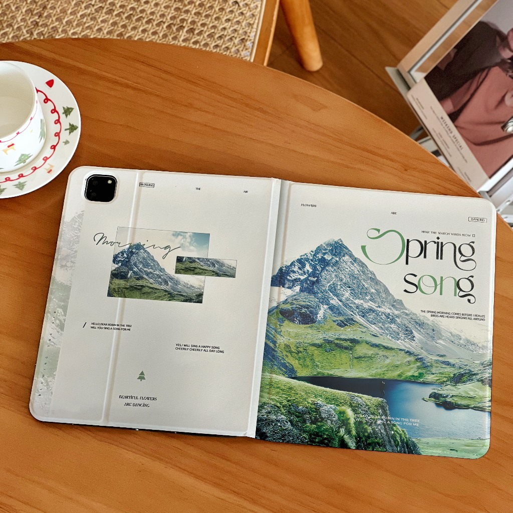 ส่งในพื้นที่ เคสไอแพด Gen9 10.2 วิวภูเขา เคส iPad สไตล์วรรณกรรม Gen8 Air4/5/6 Case iPad มีที่เก็บปากกา 11pro 2024