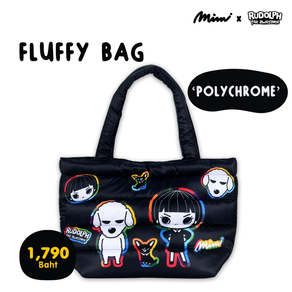 MIMI x Rudolp กระเป๋านุ่ม Polychrome In Black ทรงสี่เหลี่ยม 45x30 เซนติเมตร ดำ A9XQBL