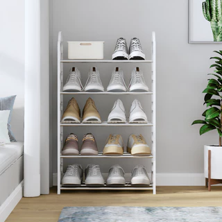 Timeless_home ชั้นวางรองเท้าพลาสติก สแตนเลสคุณภาพ 4-5 ชั้น มี 4 สี รับน้ำหนักได้ดี แข็งแรงทนทาน A335