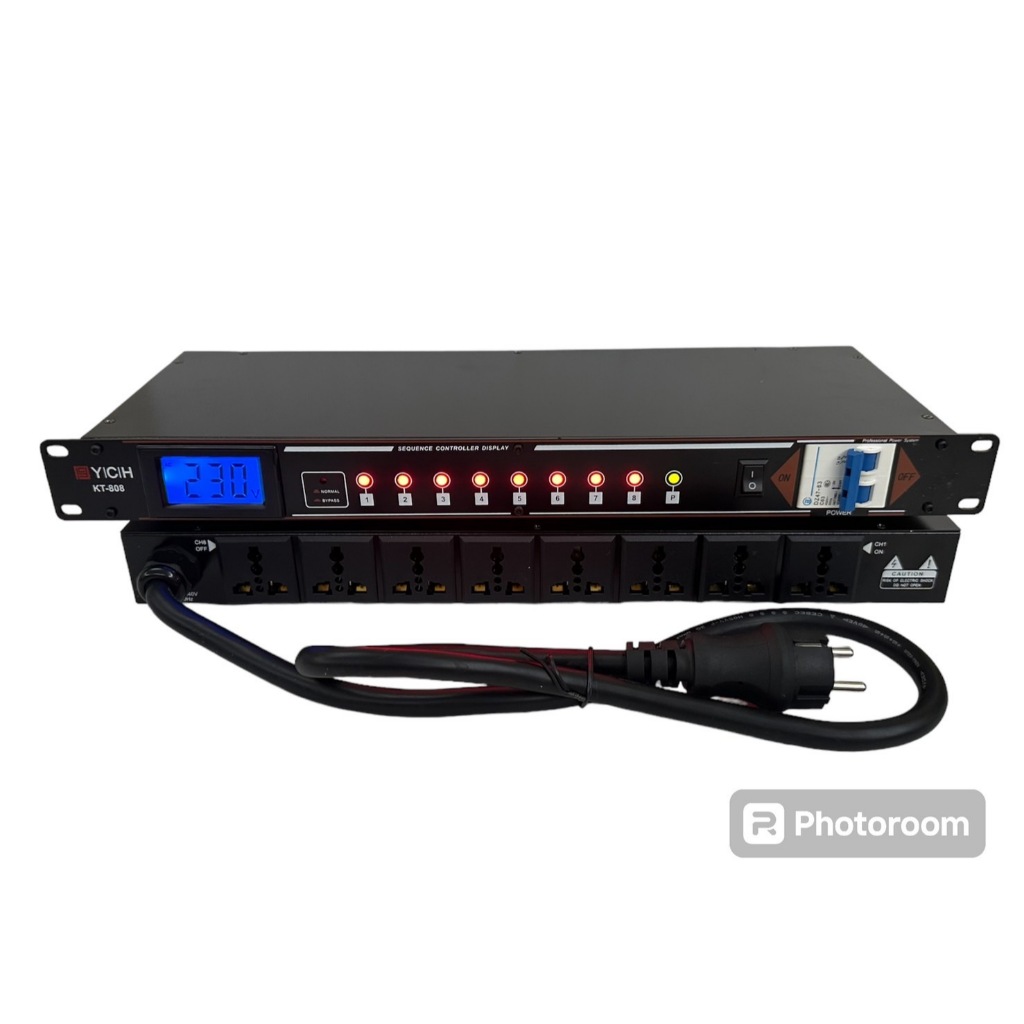 LXJ999 ปลั๊กรางจ่ายไฟสำหรับติดแล็ค 8 ช่อง BREAKER OUTLET (YCH รุ่น KT-808)