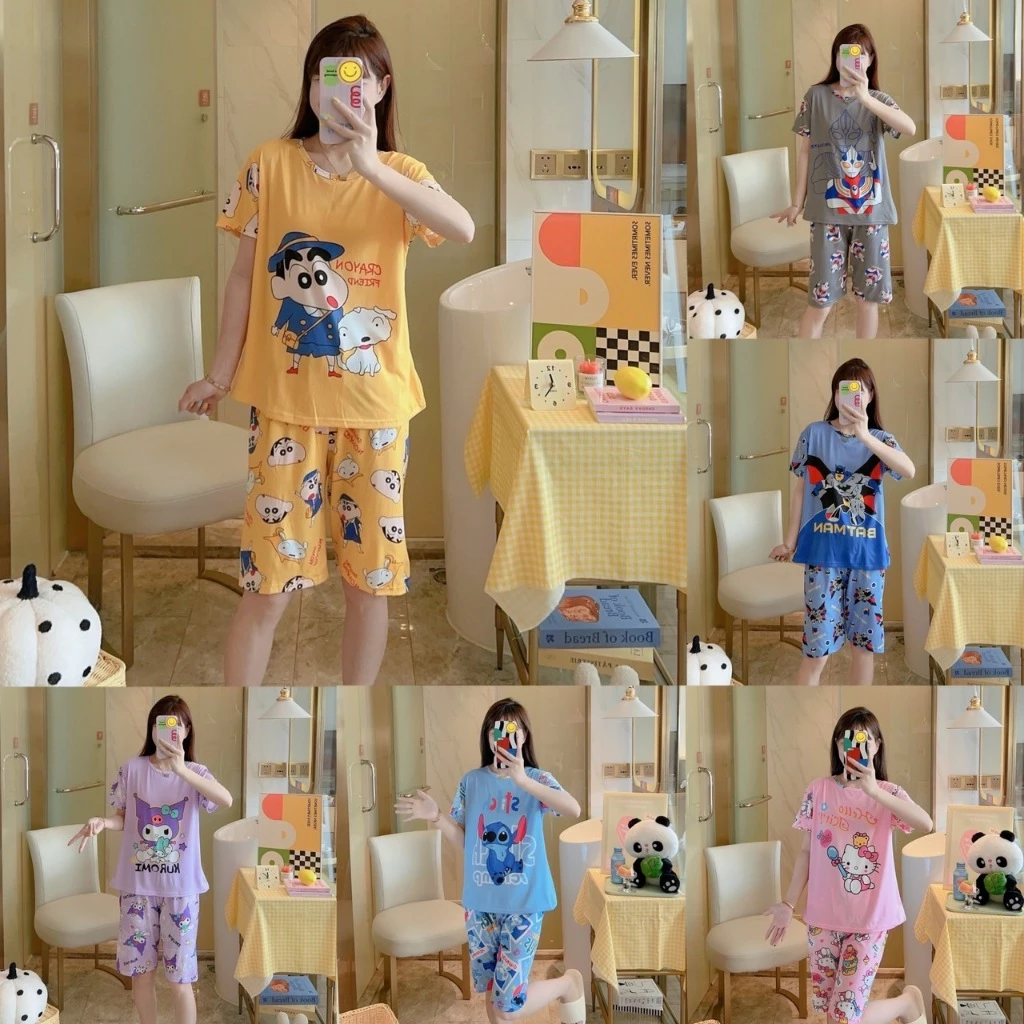 A.สส#ชุดนอนผู้ใหญ่ขาสั้นแขนสั้น.ฟรีไซส์อก42นิ้ว.เนื้อผ้านิ่มใส่สบาย