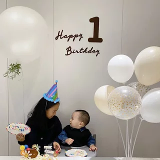 ป้ายตัวเลข ป้าย Happy Birthday ป้ายวันเกิด ป้ายตัวเลขสีน้ำตาล ป้ายแฮปปี้เบิร์ดเดย์ สไตล์มินิมอล