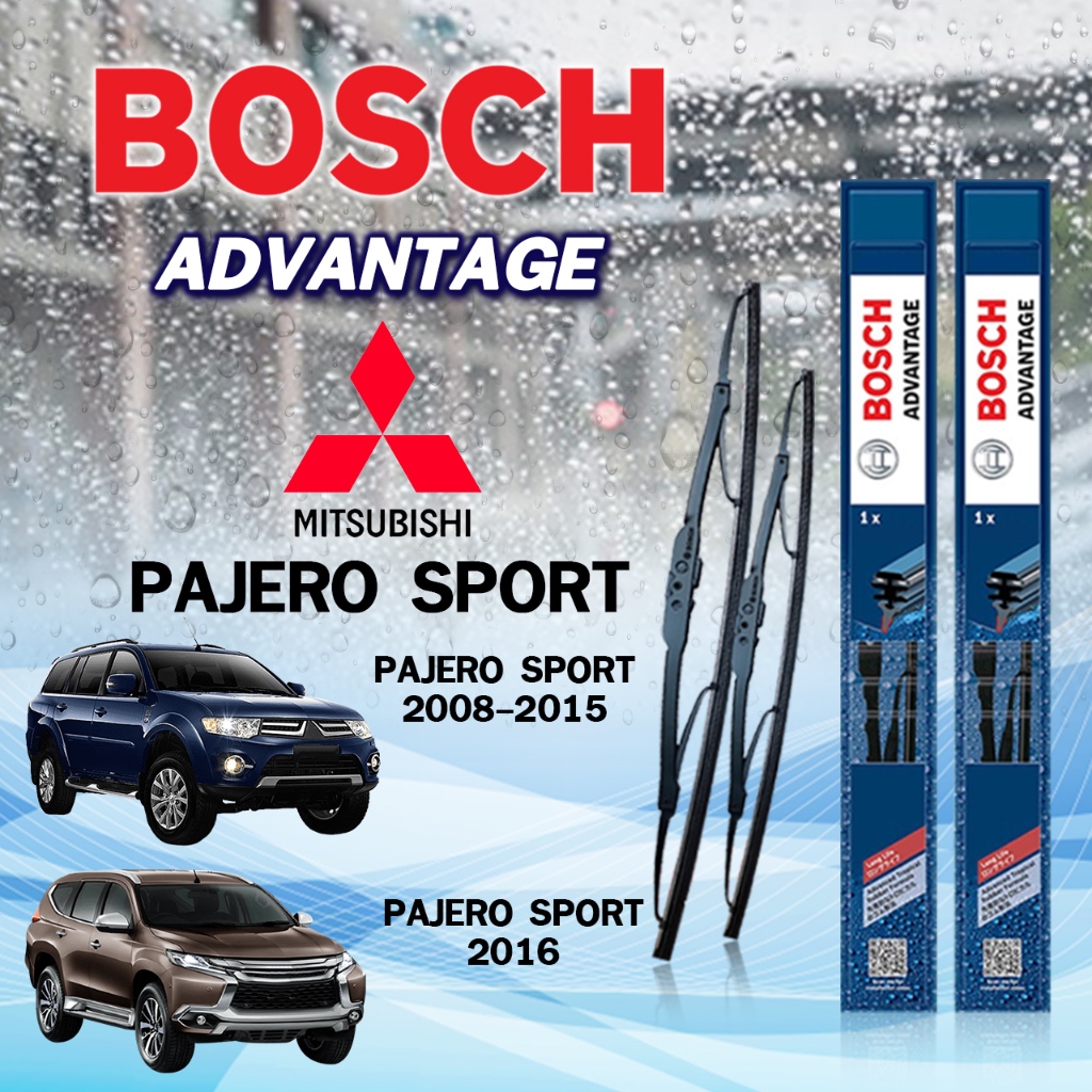 BOSCH ใบปัดน้ำฝน แบบก้านเหล็ก แบบคู่ ขนาด 22/19 MITSUBISHI PAJERO SPORT  รุ่น Advantage