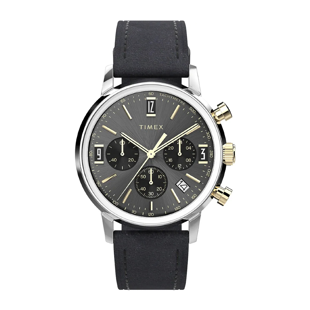 Timex TW2W51500 Marlin® Chronograph Tachymeter Leather Strap Watch 40mm. นาฬิกา นาฬิกาข้อมือ นาฬิกาข
