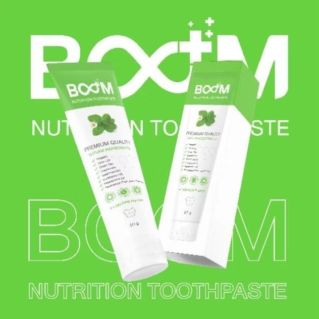 Boom Nutrition Toothpaste ยาสีฟัน Boomยาสีฟันสมุนไพรผสมฟลูออไรด์ 1,500 ppm