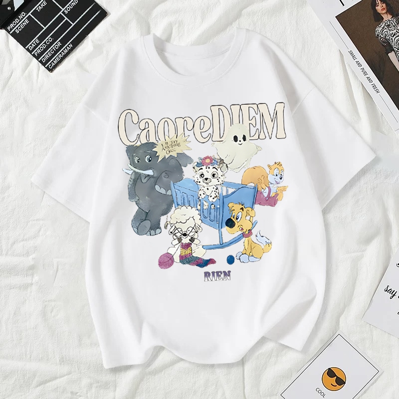 Cosco เสื้อยืดผู้หญิงสาวลายการ์ตูนน่ารักโอเวอร์ไซส์ A155