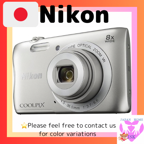 กล้องดิจิตอล Nikon Coolpix S3700 Silver 8X Optical Zoom 20.05 ล้านพิกเซล S3700Sl ส่งตรงจากญี่ปุ่น กล