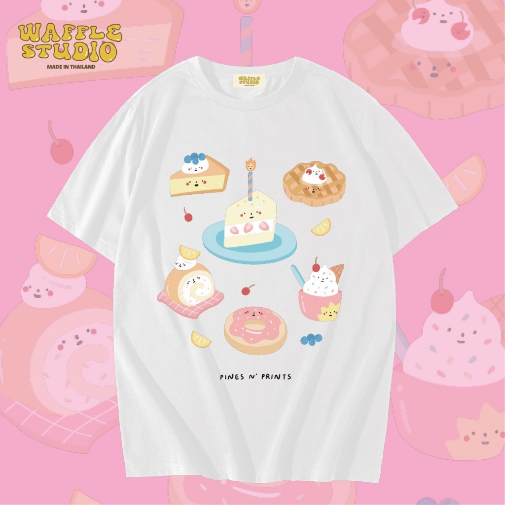 [ส่งฟรี ] WS0358 เสื้อยืดโอเวอร์ไซส์ เสื้อยืดเกาหลี ผ้าคอตตอน100% เสื้อยืด WAFFLE STUDIO