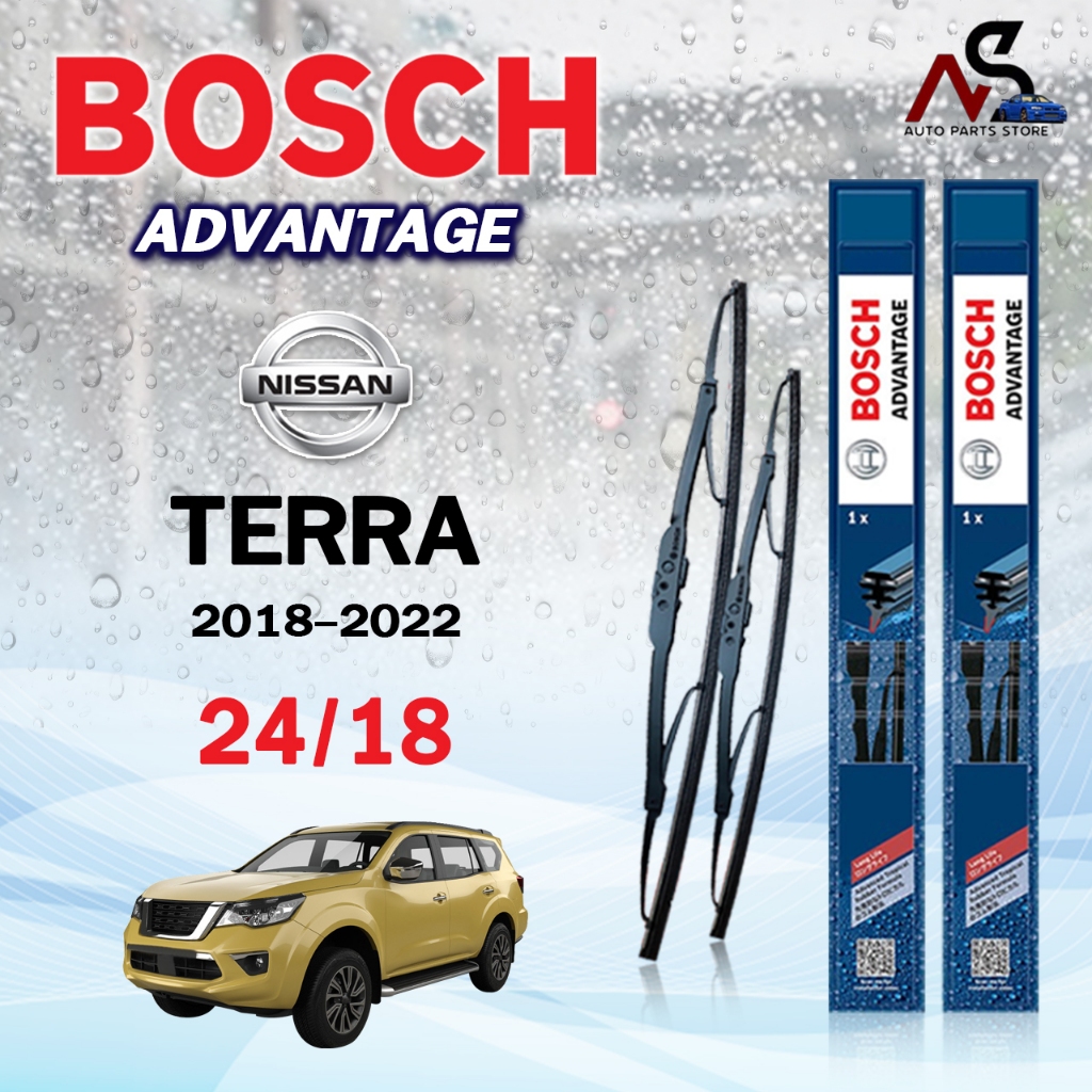 BOSCH ใบปัดน้ำฝน แบบก้านเหล็ก แบบคู่ NISSAN TERRA ปี 2018-2022 ขนาด 24/18 นิสสัน เทอร์ร่า รุ่น ADVANTAGE