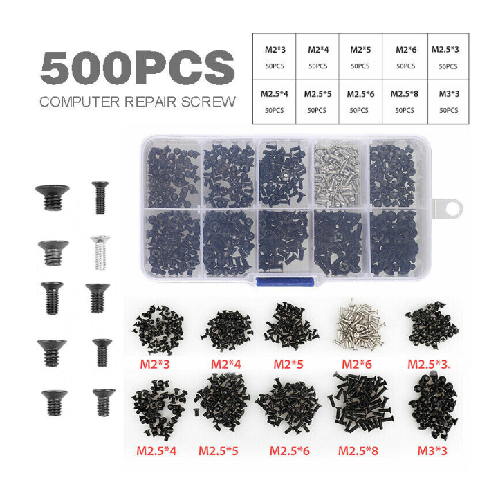 ชุดน็อตโน้ตบุ๊ค แล็ปท็อป น็อตฝาหลังโน้ตบุ๊ค 500ชิ้น