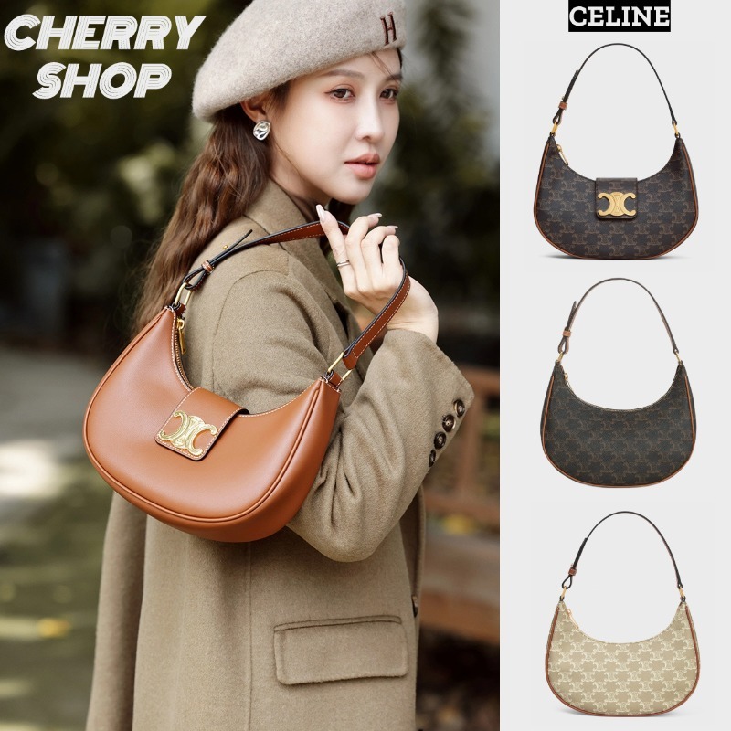 CELINE AVA TRIOMPHE LOGO PRINT BAG 🍒กระเป๋าถือผู้หญิง Celine AVA กระเป๋าสะพายไหล่ผู้หญิง