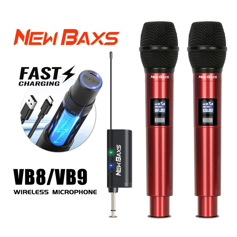 NEW BAXS VB8/VB9 ไมโครโฟนไร้สายมืออาชีพ ไมโครโฟนไร้สายดั้งเดิม 50M ทางไกล KTV ไมโครโฟนกลางแจ้ง