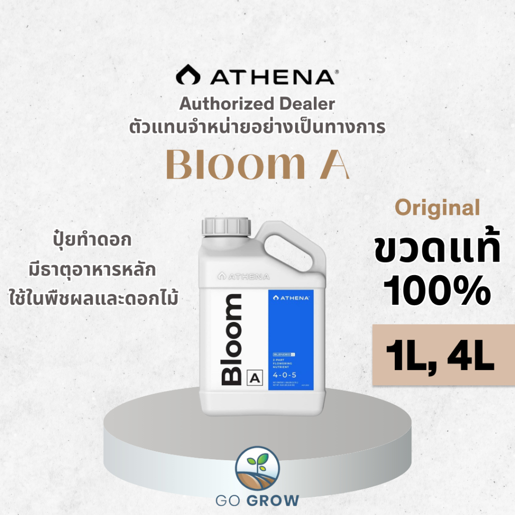 [ขวดแท้] Athena Bloom A (Blended Line) 1L ,4L ปุ๋ยทำดอกมีธาตุอาหารหลัก ใช้ในระยะเติบโตพืชผลและดอกไม้