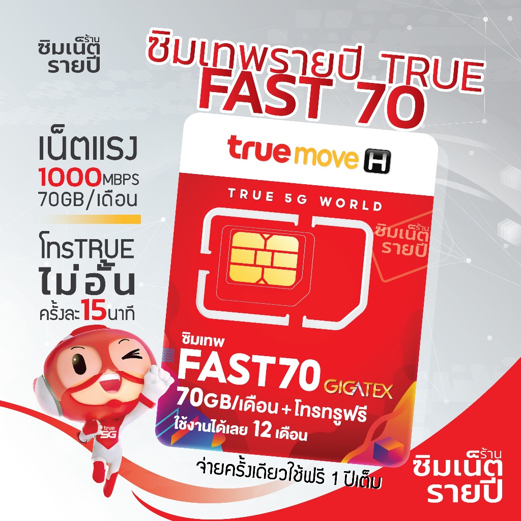 ซิมเทพ Fast Fast70 ซิมเทพฟาสต์ 70 ซิมเน็ตรายปี ซิมเทพ ซิมเทพทรู ซิมเน็ต