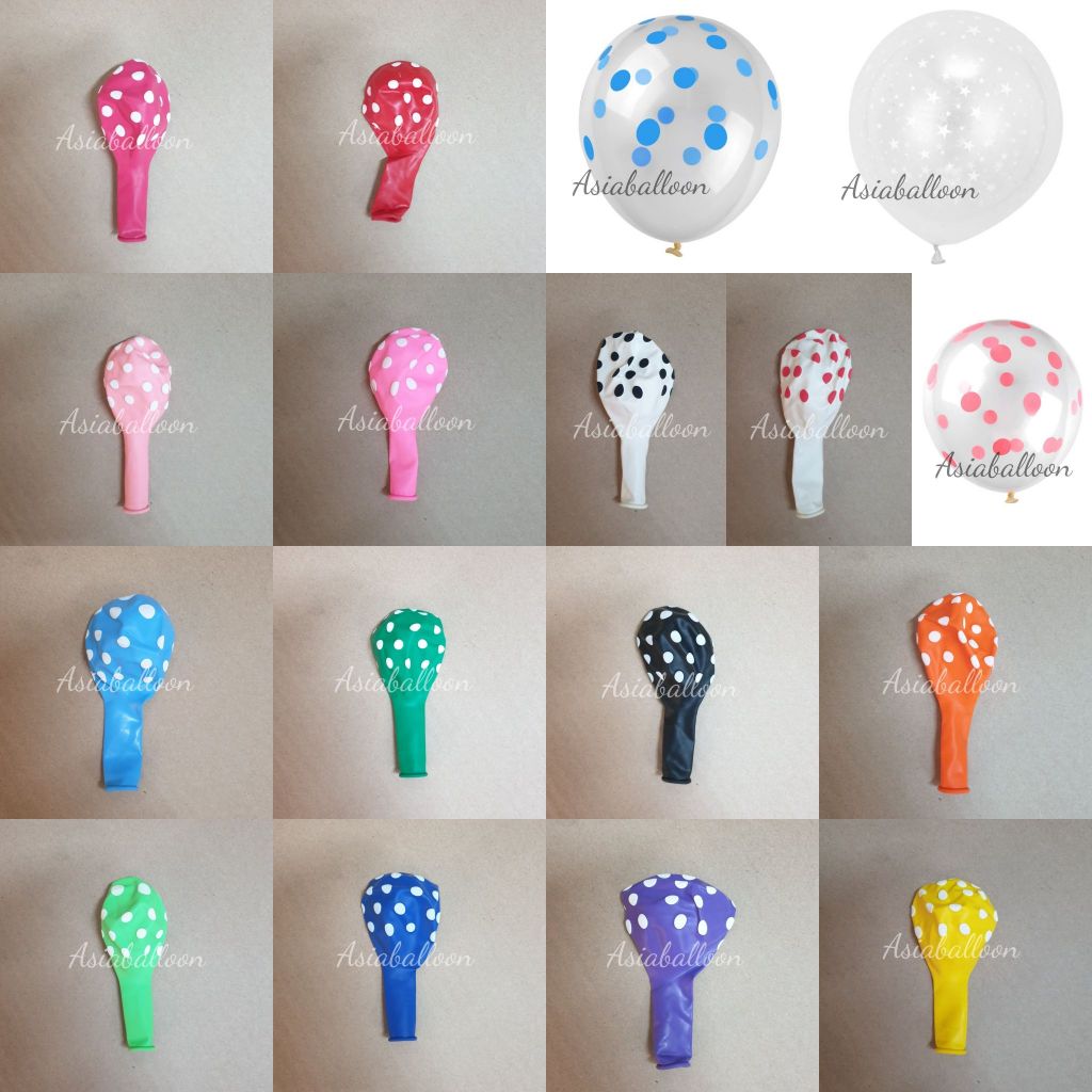 (ถูกที่สุด อ่านก่อนสั่งนะคะ)🎁 50/100 ใบ ลูกโป่งแฟนซีคละสี 12 นิ้ว ลูกโป่งลายจุด