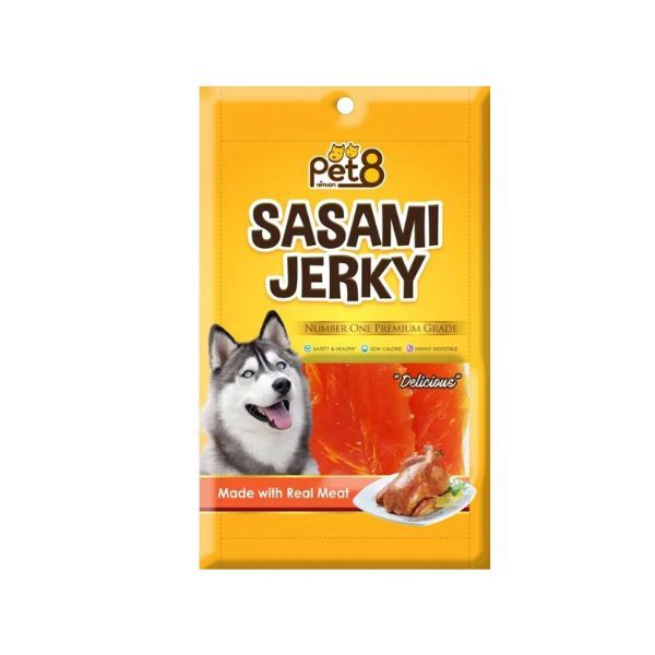 Pet 8 SASAMI JERKY ขนมสำหรับสุนัข สันในไก่แห้ง 50 กรัม(1pcs)