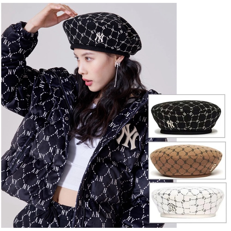 MLB หมวกเบเรต์ [พร้อมส่ง🇹🇭] Dia Monogram Unisex Beret 💯%ของแท้💯%