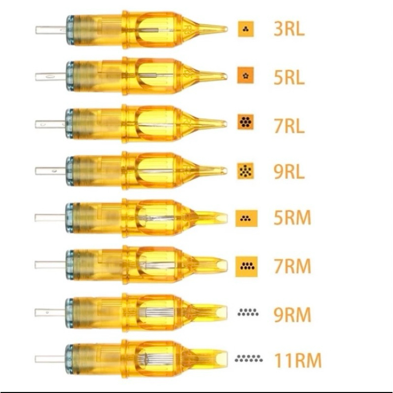 เข็มฮอค Yellow  dragon เดินเส้น ลงสีลงเงา หน้าโค้ง หน้าตรง RL RM RS M1