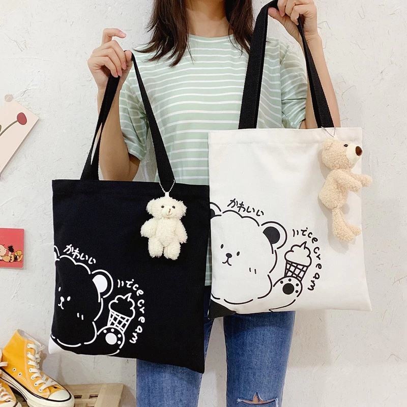 ไม่มีซิป กระเป๋าผ้ามินิมอล เนื้อผ้าหนา กระเป๋า Tote Bag ขนาด28*35cm