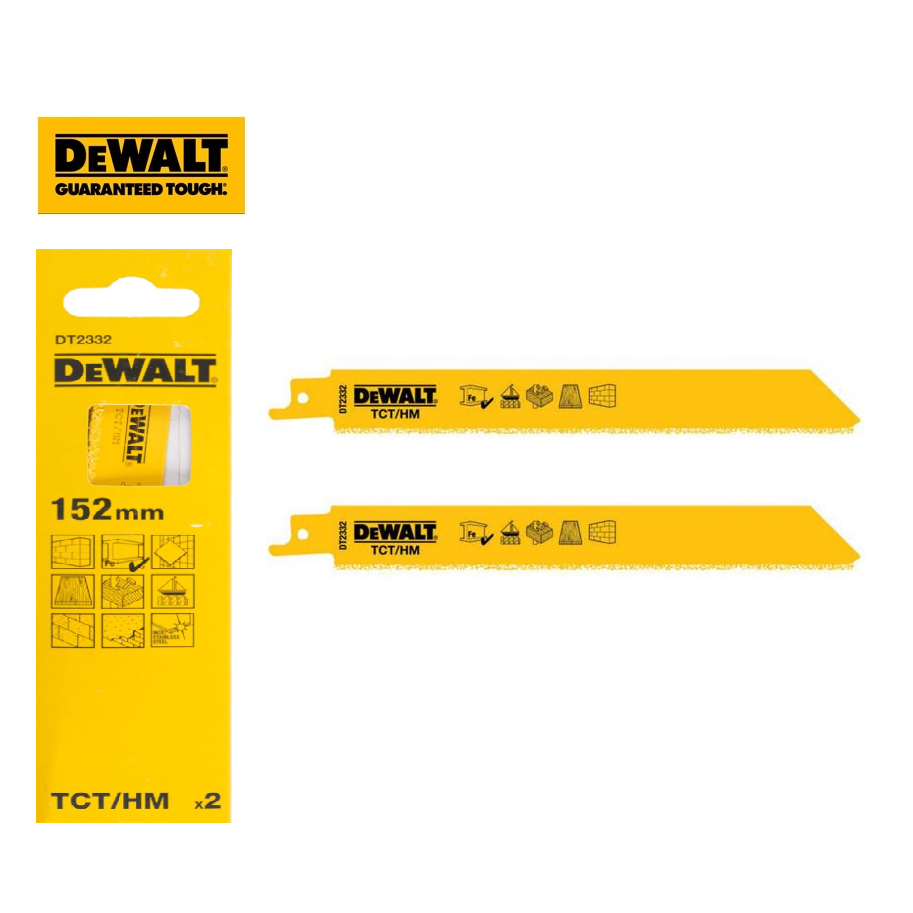 DEWALT ใบเลื่อยชัก รุ่น DT2332-QZ 152 มม. ( แพค 2 ใบ ) ใบตัดเหล็ก ยาว6" ของแแท้100%