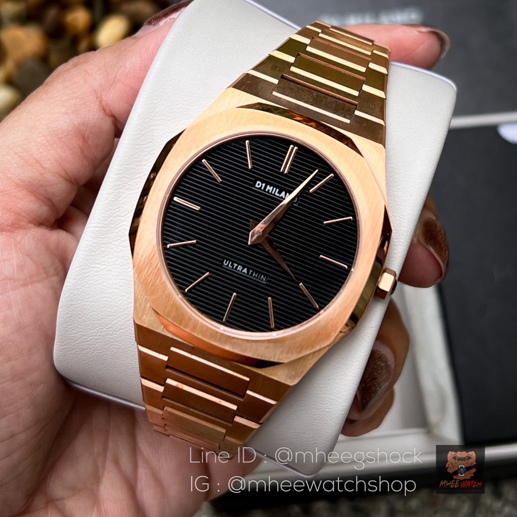 นาฬิกาD1 Milano Ultra Thin Full Rosegold Waffle Dial Very Rare item D1-UTBJ16