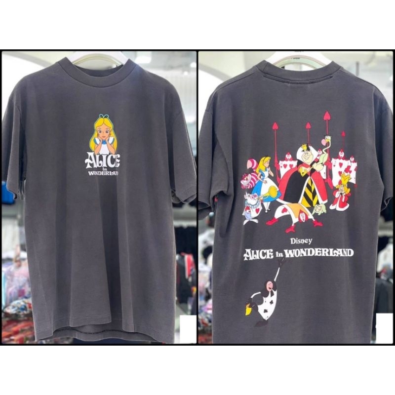 เสื้อDisney ลาย Alice in Wonderland  สีเทาเฟด ลิขสิทธิ์แท้💯 ( TMA-016 )