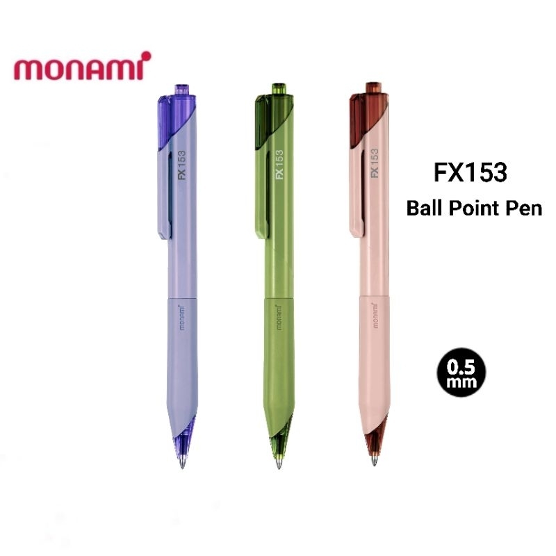 Monami ปากกาลูกลื่น แบบกด รุ่น FX153 ขนาดเส้น 0.5 มม. หมึกดำ เปลี่ยนไส้ได้ (ราคาต่อ 1 ด้าม)