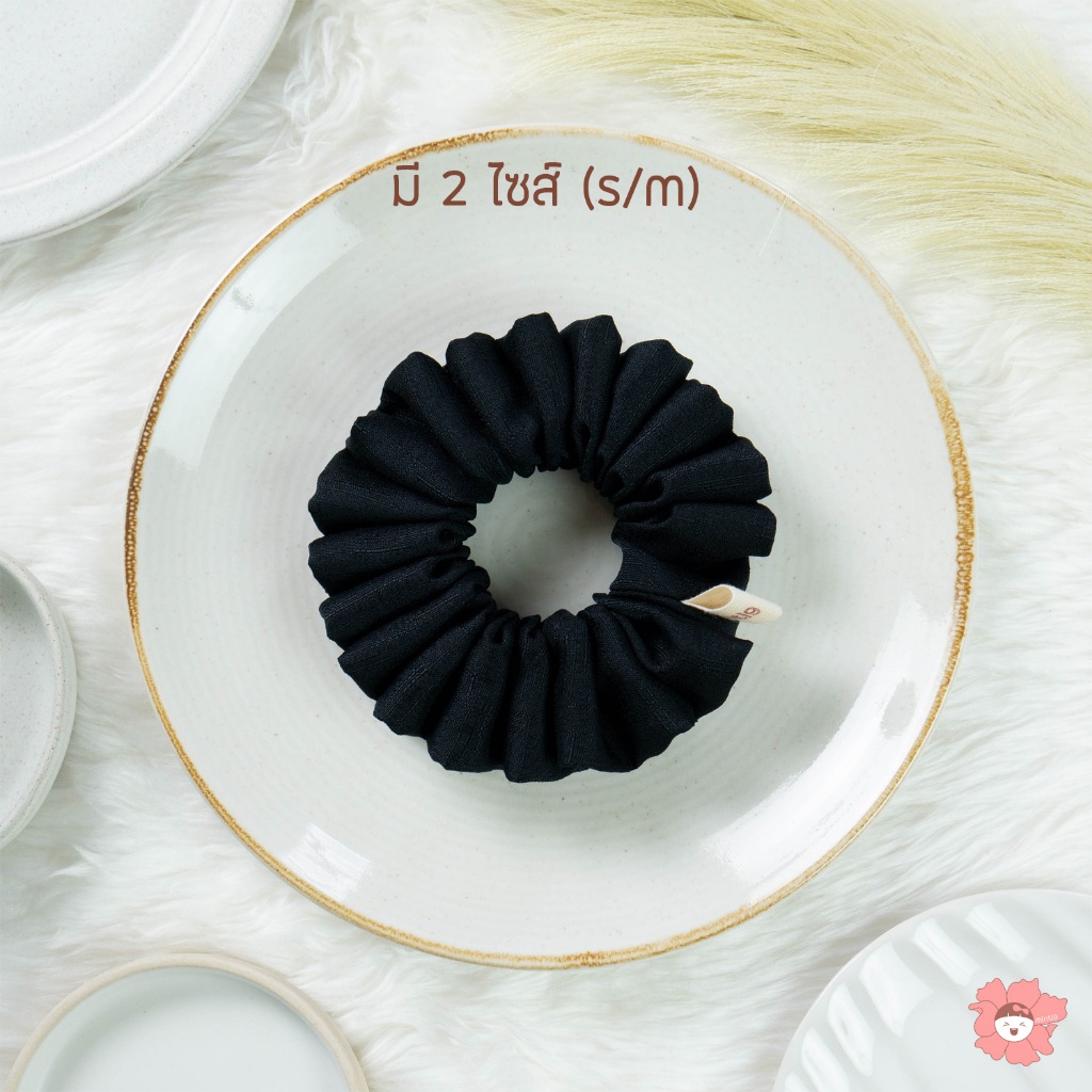 [สินค้าใหม่] minti9 • ยางรัดผมโดนัท รุ่นวินเทจ สีดำ • Scrunchies