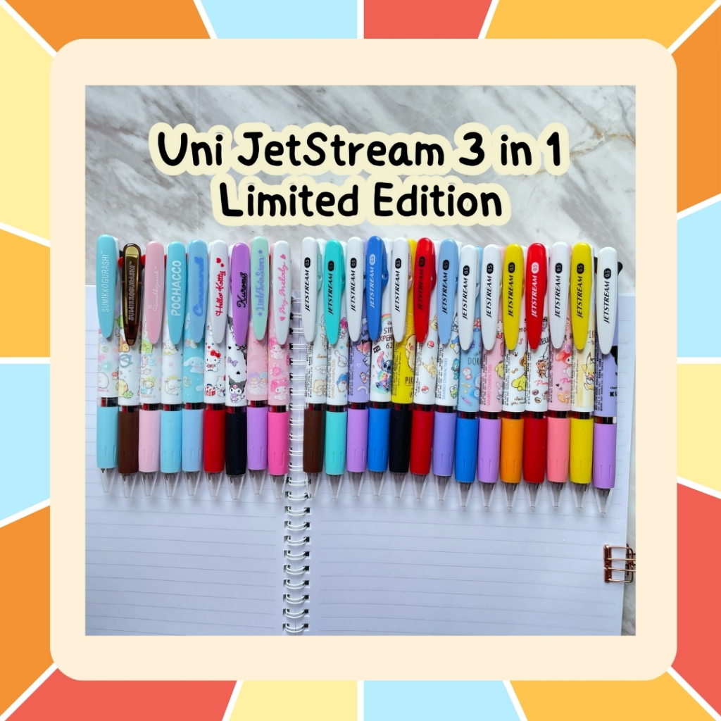 (ลายเยอะที่สุด!!) ปากกา Uni Jetstream 3in1 หมึก 3 สีในด้ามเดียว ลายลิขสิทธิ์แท้ นำเข้าจากญี่ปุ่น Sanrio San-x Disney