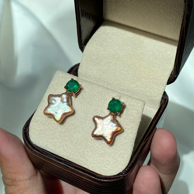 Krabi andaman pearl ต่างหูไข่มุกเคชิ