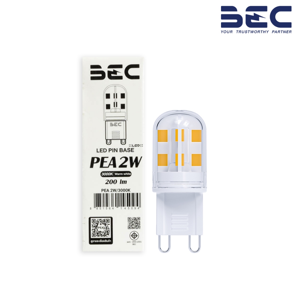 BEC หลอดไฟ LED รุ่น PEA G9 2W, 4W ขั้วหลอด G9 (แสงวอร์มไวท์ Warm White 3000K)