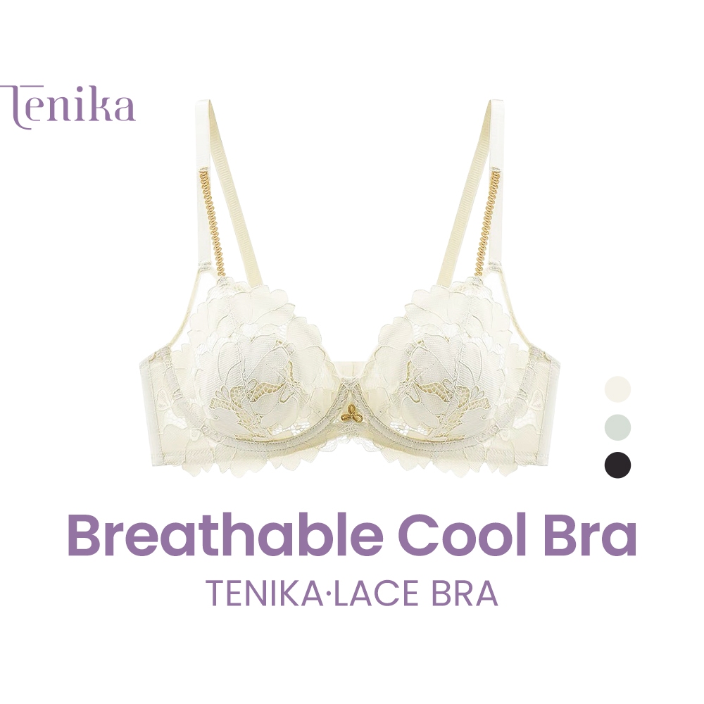 Tenika บราลูกไม้สไตล์ฝรั่งเศสทรงสามเหลี่ยมไร้โครง ผ้านุ่มนิ่มไม่บาดผิว สายปรับการสวมใส่ได้ Bar-021
