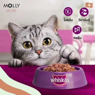 MOLLY✨ WHISKAS อาหารแมว ชนิดเปียก (Pouch) แบบซอง อาหารเปียกแมว วิสกัส เพาช์ (ขนาด80-85กรัม)