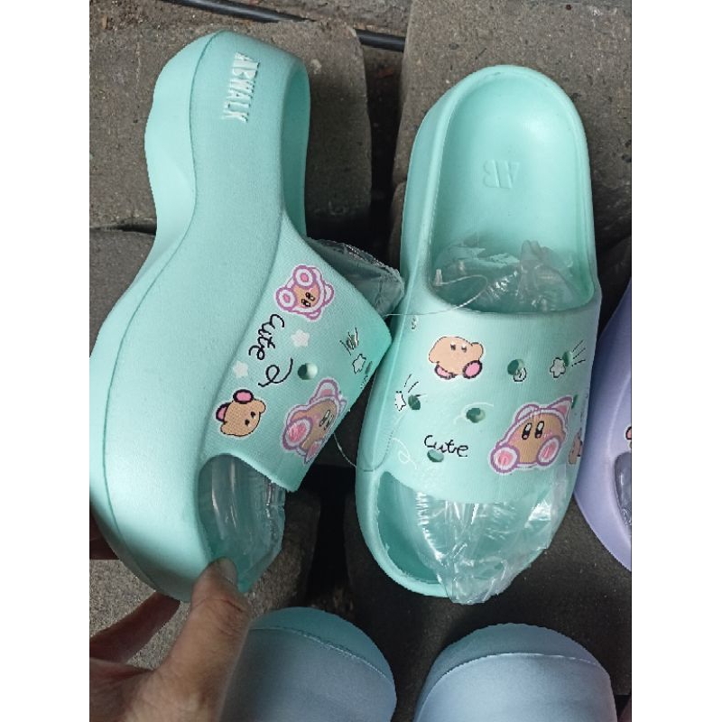 AB Walk รองเท้าแตะ ส้นสูง 2" นิ่ม เบา ไม่ลื่น ไม่เปียกน้ำ ผลิตในไทย สินค้าคละสี
