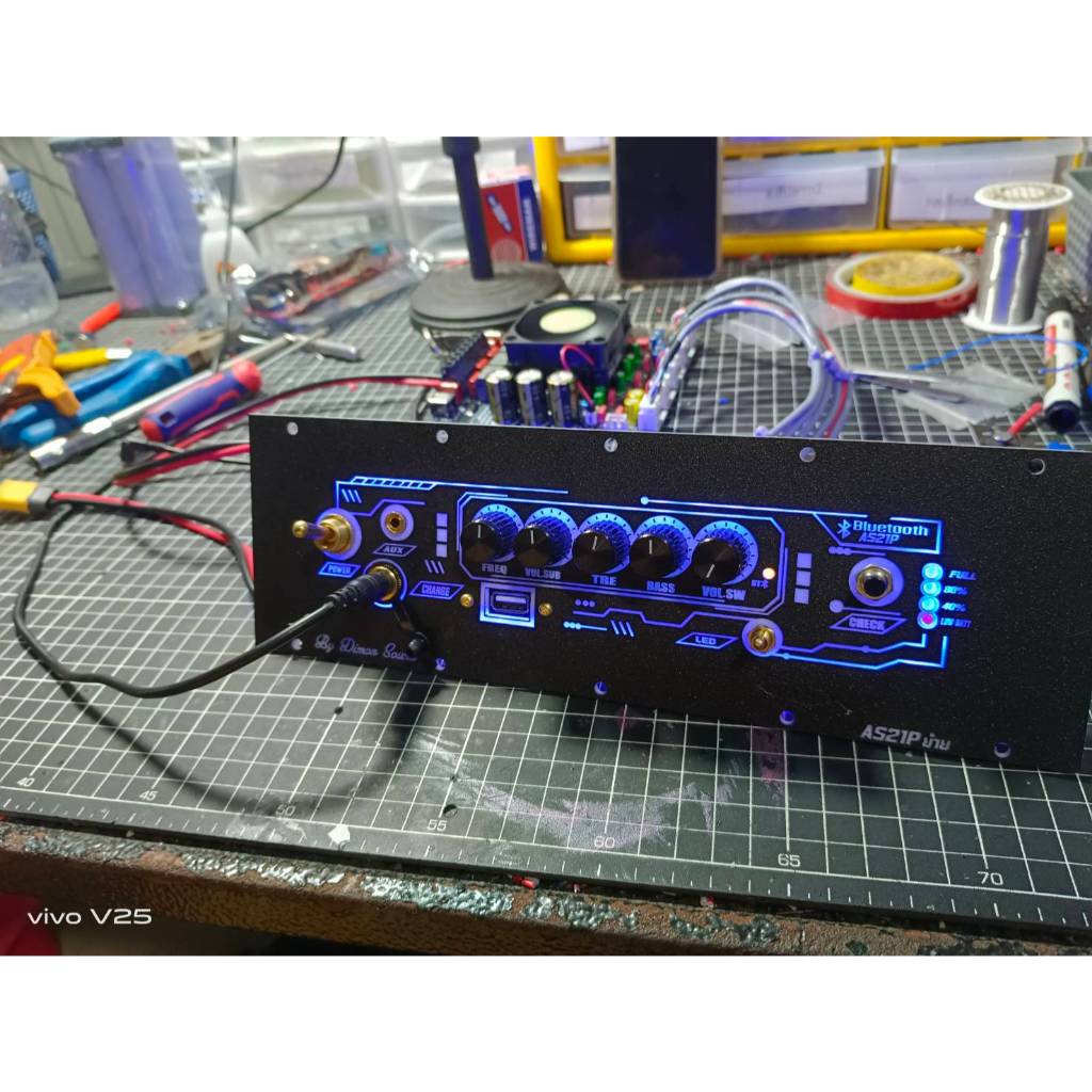 ชุดเพลท AS21P  โม ย้ายสาย วัดแบตธรรมดา มีไฟled มีusb พร้อมแอมป์พร้อมใช้งาน