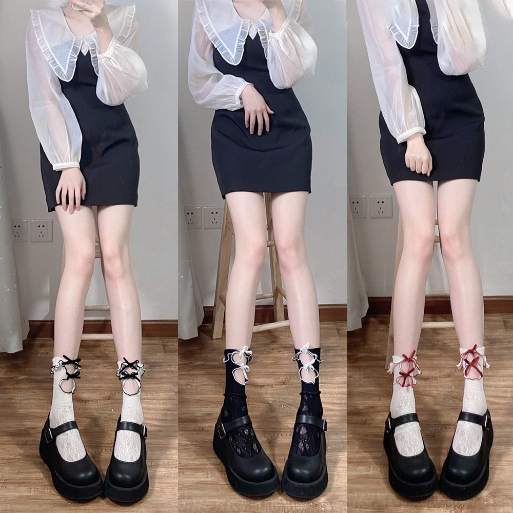 ถุงเท้าlolitta แต่งลูกไม้ แฟชั่น ใส่ได้หลายแบบ ยืดหยุ่นได้ดี NO.92