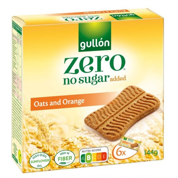 Gullon No Sugar Added Oats & Orange Flavour 144g. กัลลอน บิสกิต ข้าวโอ๊ต รสส้ม สูตรไม่เติมน้ำตาล