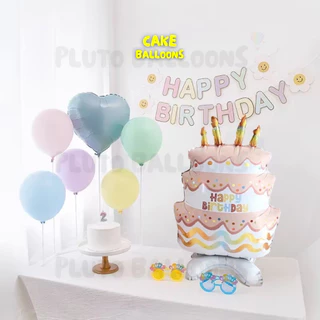 [ร้านไทย] - 🎈ลูกโป่งฟอยล์เค้ก ใบใหญ่มาก มีฐานตั้งได้ 5 ตัวเลือก🎈