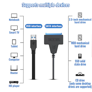 SATA เป็น USB 3.0 Easy Drive Cable 2.5 นิ้ว 3.5 นิ้วสายอะแดปเตอร์เครื่องอ่าน SSD เชิงกลแหล่งจ่ายไฟภายนอก