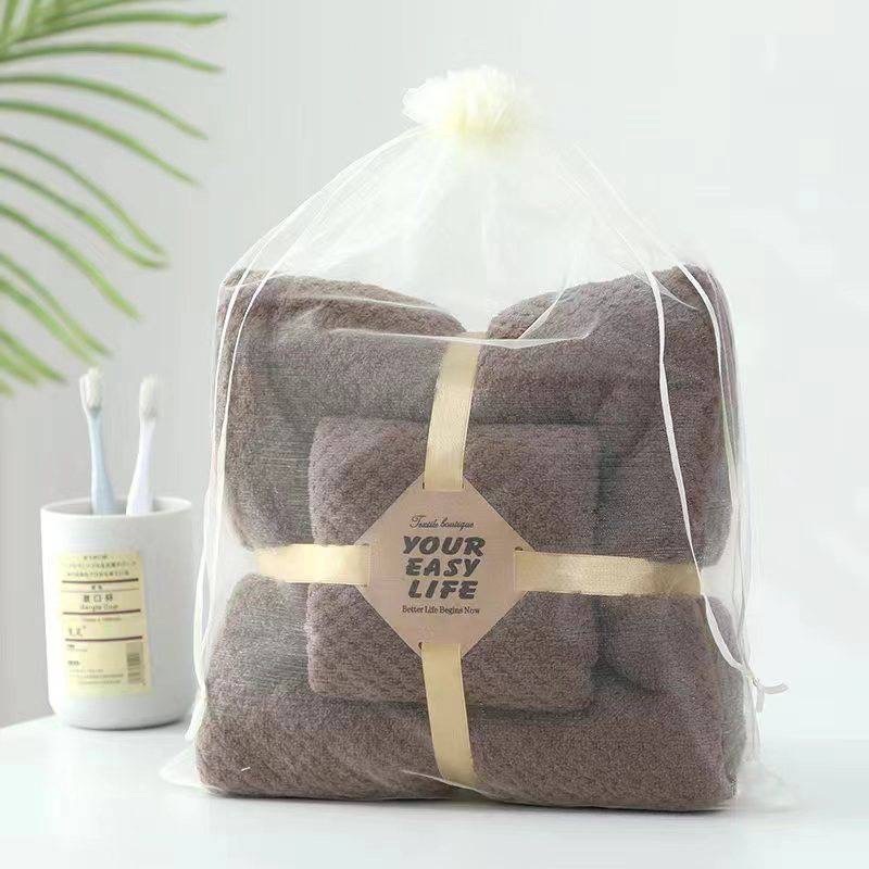 ชุดผ้าขนหนู+ผ้าเช็ดหน้า ผ้ารังผึ้ง ดูดซับน้ําได้ดี แห้งเร็ว สําหรับอาบน้ำ - รูปที่ 2